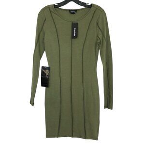 bebe Olive Green Long Sleeve Dress